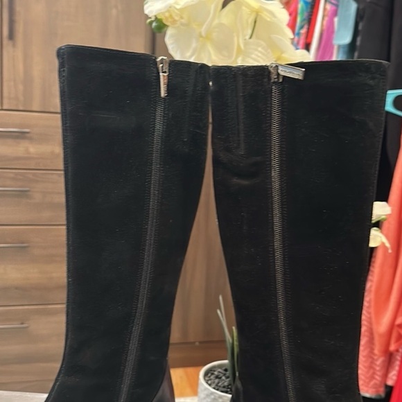 Aquatalia Sturdy Black Wedge Heeled Tall Boots - Picture 4 of 10